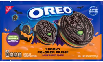 (S9-02) Single - Halloween - Oreo - Spooky Colored Creme Cookies Laydown Bag (14 Pack)  - 7.14oz (202g) x 1 Unit