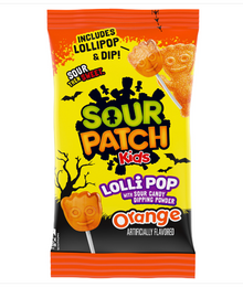 (S4-03) SINGLE - Halloween - Sour Patch Kids - 5pk(20pcs) Lollipop and Dips Orange 10.58oz (300g)x 1 bag