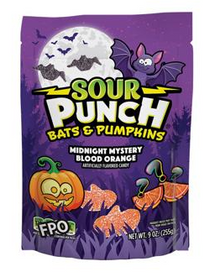 (S9-02) US - Halloween - Sour Punch Bats and Pumpkins Midnight Mystery Blood Orange -  9oz (255g) x 6 Units