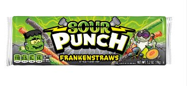 (S8-02) US - Halloween - Sour Punch Franken Straws Tray - 3.2oz (91g) x 24 Units