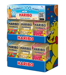 Haribo100th Ann Dsply Watermelon4z,Pineapple4z,GoldBears 5z x 30 units