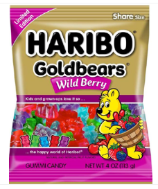 (S6-10) - Label - Haribo - Wildberry 4oz (113g) - Clip Strip x 24 units