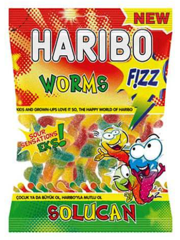 Haribo Worms - Sour 80 g x 24 Units