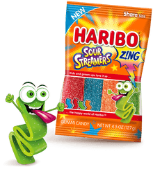 (S1-01) Box - Spain-  Haribo Zing Sour Streamers 4.5oz x 12 units