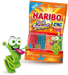(S1-01) Spain-  Haribo Zing Sour Streamers 4.5oz x 12 units