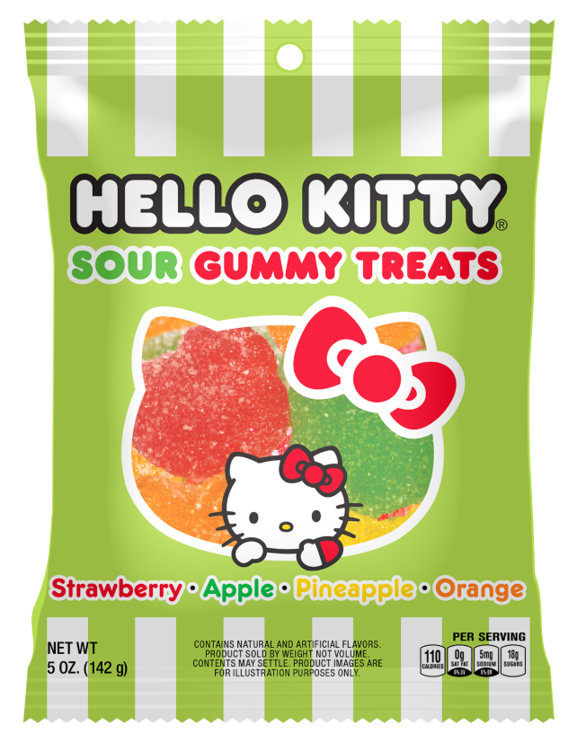 (S7-07) China - Hello Kitty - Gummi Treats - Sour Peg Bag 5oz (142g) x 12 units