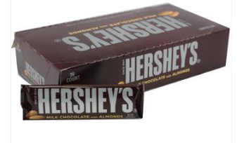 HERSHEY Milk Almonds  Chocolate Standard Bar - 1.45oz (41g) x 36 Units (Best Before Aug 31 2026)