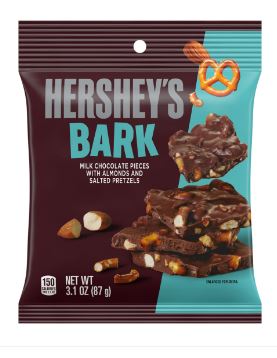 (S7-08) Hershey's Bark Peg Bag (with Pretzels & Almonds) -3.1oz (88g) x 12 Units