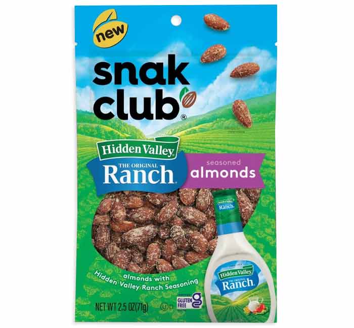 (S6-10) US - Snak Club - Hidden Valley Ranch - Almonds Peg Bag 2.5oz (71g) x 6 units