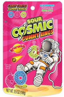 (S2-01) China - Cosmic Candy Coated Gummy SOUR Rings - 5.5 oz (156g) x 8 Units