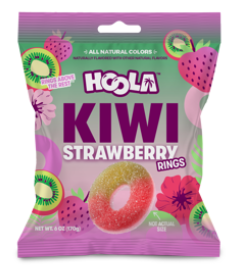 (S6-09) 8 UNITS x Hoola - Kiwi Strawberry Rings Peg Bag With Display 6oz (170g)