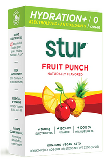 (S5-05) Drink Mix - Hydration - Stur - Fruit Punch Zero Sugar 4g (8 STICKS) x 12 units