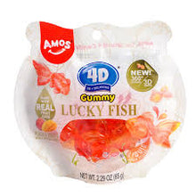 01 Variety Pack - Amos 4D Gummy Lucky Fish – 112g x 01 Unit , Big League Chew Squeeze Play Sour Cherry (60g) x 01 Unit , The Bone Company BBQ Chicken Dog Biscuit (34g) x 01 Unit