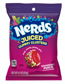 (S6-14) Nerds Juiced Gummy Clusters Peg Bag - 4.5oz(128g) X 12 Units