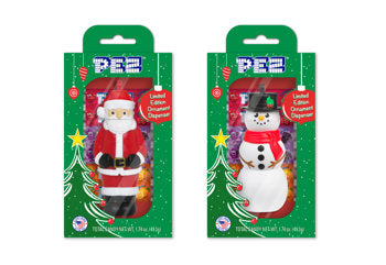 (S8-02) Xmas - PEZ Christmas Santa Snowman Ornament Gift Box - 1.74oz (49g) x 12 Units