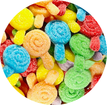 (S2-06) Bulk - A&B WHIRLY POP SOUR GUMMIES SOLID COLORS 4.4lb(2kg) x 1 Bag