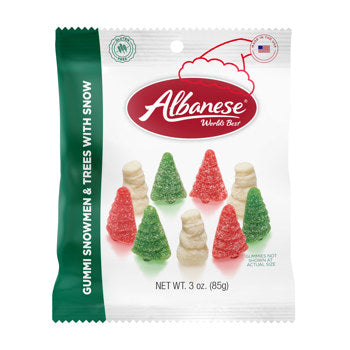 (S8-10) Xmas - Albanese Gummi Snowmen & Trees Peg Bag -  3oz(85g) x 12 Units