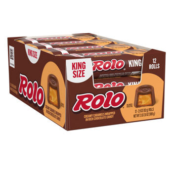 (S2-04) ROLO Creamy Chocolate Caramels Wrapped Candy Rolls -  King Size 2.9oz(82g) x 12 Units