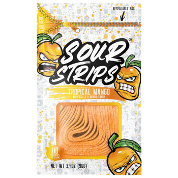 Bundle - Hershey SOUR STRIPS Peg Bag - Tropical Mango 3.4oz (96g) x 3 Units