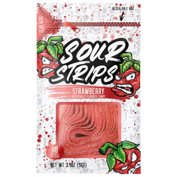 Hershey SOUR STRIPS Peg Bag - Strawberry 3.4oz (96g) X 12 Units