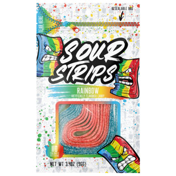 Hershey SOUR STRIPS Peg Bag -  Rainbow 3.4oz (96g) X 12 Units