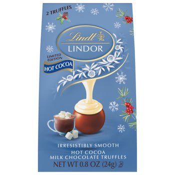 (S8-08) Xmas - Lindor Holiday Hot Cocoa Milk Chocolate Mini Bag 0.8oz(23g) x 24 Units