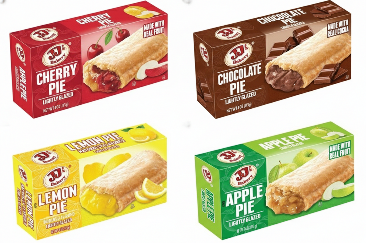 (S5-08) JJ Bakery Cream Pie Assortment Pack 4oz (113g) x 8 units ( 2 Units x Apple Pie, 2 Units x Lemon Pie, 2 Units x Chocolate Pie and 2 Units x Cherry Pie)