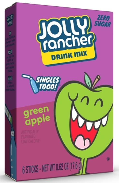 Bundle - 4 Units - Drink Mix - Zero Sugar - Jolly Rancher - Green Apple (6 Pack)
