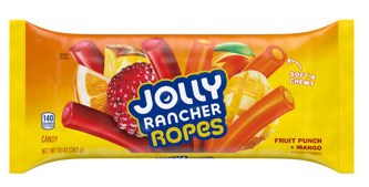 (S5-07) Single - JOLLY RANCHER ROPES Fruit Punch & Mango Laydown Bag 10oz (283g) x 1 Unit