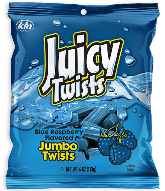 (S6-06) Box - JUICY TWISTS - BLUE RASPBERRY PEG BAG 4oz (113g) x 12 Units