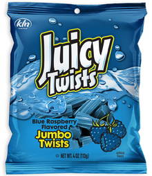(S6-06) Box - JUICY TWISTS - BLUE RASPBERRY PEG BAG 4oz (113g) x 12 Units