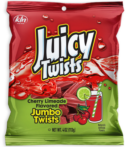 (S6-06) Box - JUICY TWISTS - CHERRY LIMEADE PEG BAG 4oz (113g) x 12 Units - SugarMarket.ca