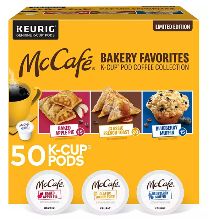 K-Cup McCafe Bakery Variety (Apple Pie, French Toast and Blueberry Muffin) x 50 units