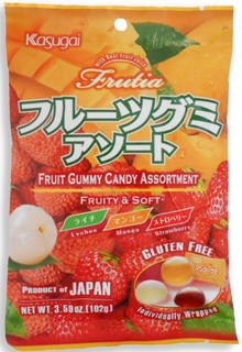 (S6-09) Japan - KASUGAI - FRUIT ASSORTED GUMMY PEG BAG 3.59oz (102g) x 24 Units