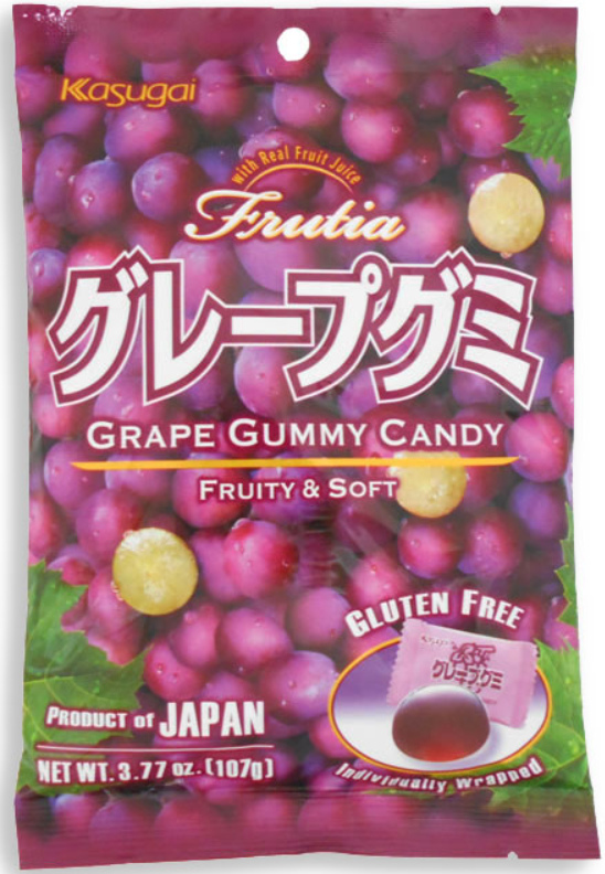 (S6-09) Japan - KASUGAI - GRAPE GUMMY PEG BAG 3.77oz (107g) x 24 Units