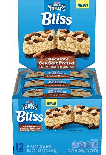 (S2-07) US - Kelloggs Rice Krispies Bliss - Chocolate Sea Salt Pretzel 1.5oz (43g) x 12 Units