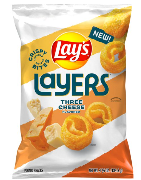 Chips - Single - Lay's Layers - Three Cheese Flavoured  4.75oz (135g) x 1 Unit