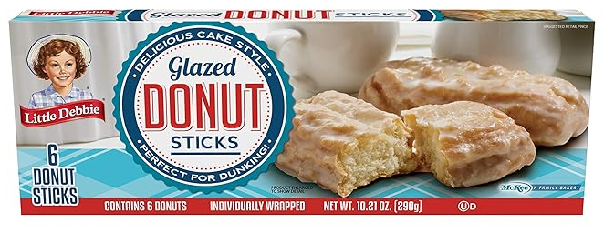 (S2-07) Box - Little Debbie - Glazed Donut Sticks (6 Sticks) 10.21oz (290g) x 1 Box (Best Before - April 15 or after,2026)