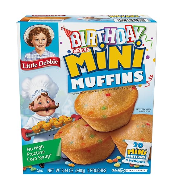 (S2-07) Little Debbie - Mini Muffins - Birthday Cake (20 Muffins) 8.44oz (240g) x 1 Box (Best Before - April 10 ,2026)