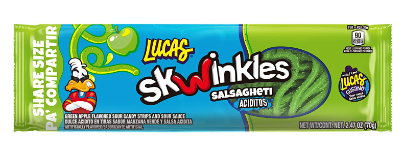 Lucas Salsagheti - Sour Green Apple Strips with Sauce - King Size 2.47oz (70g) x 6 units