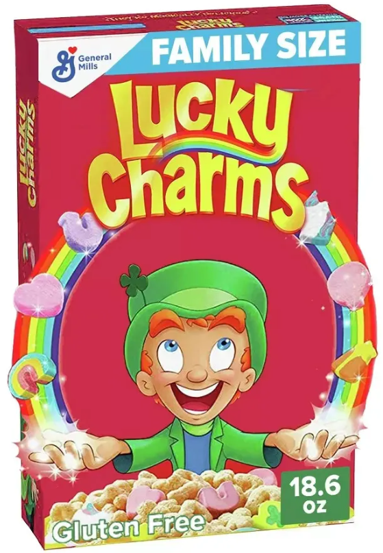 (S6-05) Cereal - Lucky Charms - FAMILY SIZE 18.6oz x 1 unit (Cereal Boxes with minor damage due to shipping)
