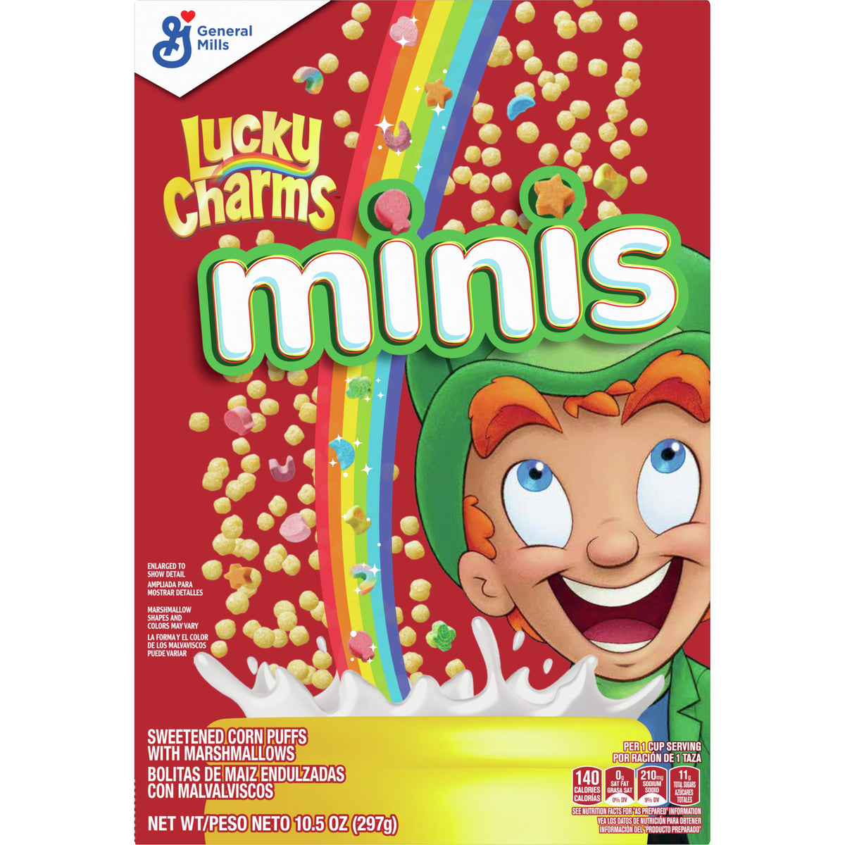 (S6-05) Cereal - Lucky Charms minis 10.5oz(297g) x 1 unit (Cereal Boxes with minor damage due to shipping)