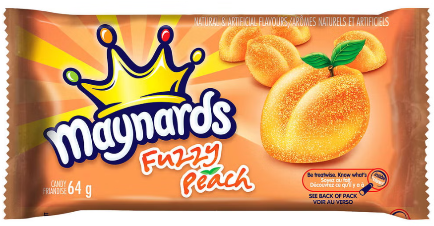 (S1-06) Maynards - Fuzzy Peach Gummies 64g x 18 Units