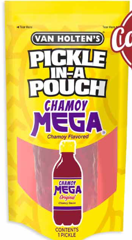 (S5-03) Us - Van Holten - King Size Pickle-in-a-Pouch - Mega Chamoy  x 12 units (Buyer is responsible if Pickle Juice may leak during shipping)