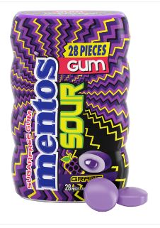 (S7-10) Sugar Free Mentos Gum Bottle  - Sour Grape 28pc(56g) x 6 Units