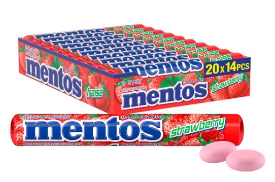 (S1-06) Mentos Strawberry Roll - 37.4g x 20 Units