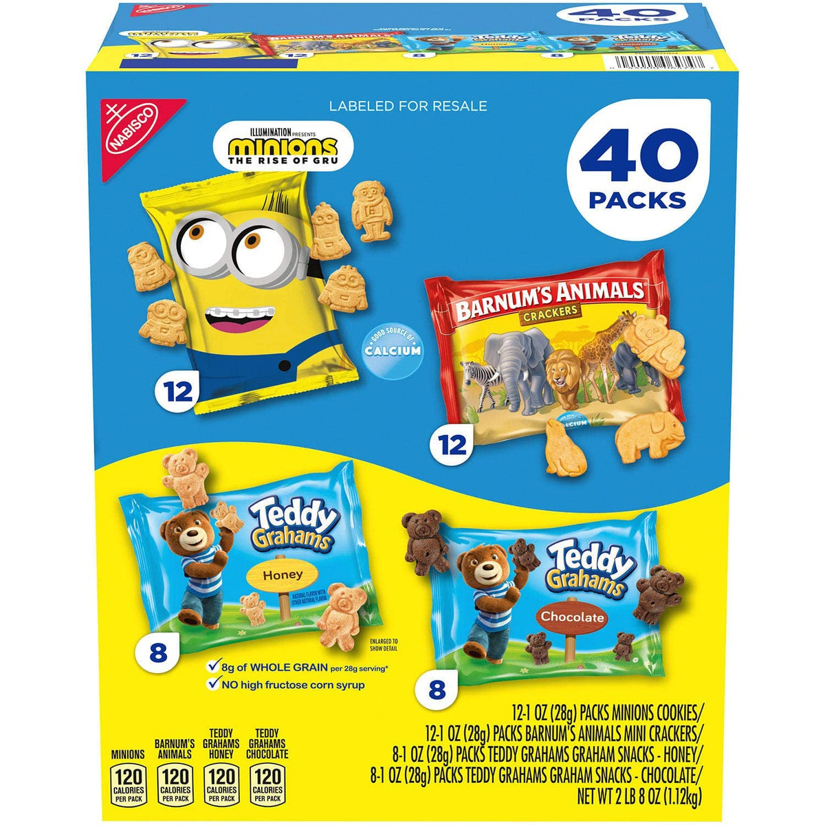 Nabisco Minion Graham Snacks - Variety Pack ( Minions, Barnums Animals, Honey & Choco Teddy) x 40 Pack