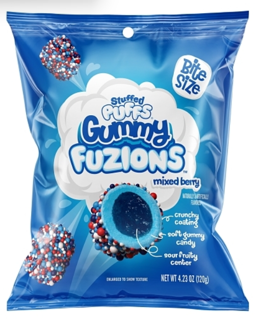 (S6-06) Bundle - Stuffed Puffs-Gummy Fusion-Mixed Berry Gummy Bites 4.23oz (120g) x 4 Units