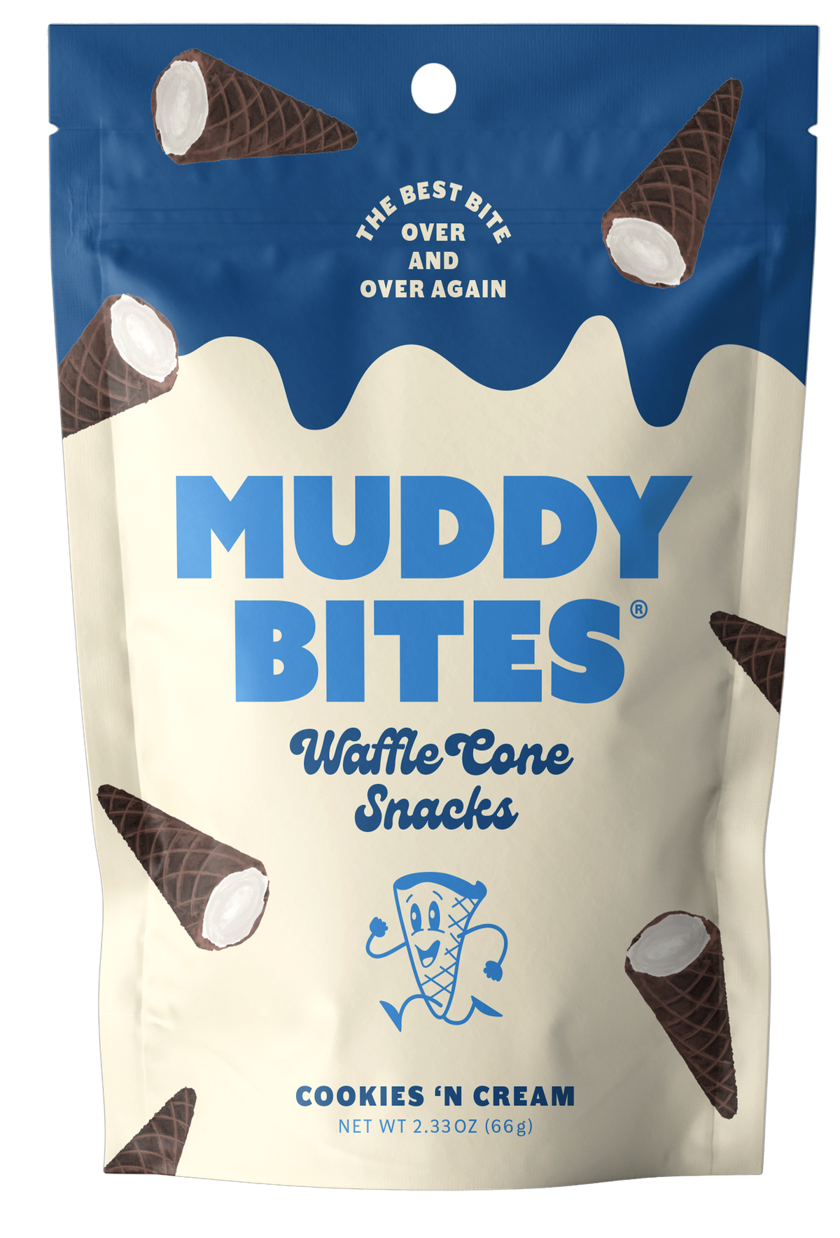 (S6-10) US - Waffle Cone - Muddy Bites - Cookies & Cream 2.33oz (66g) x12 bags