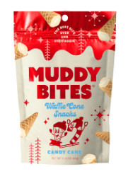 (S6-10) Muddy Bites - Candy Cane Waffle Cone Snacks 2.33oz (66g) x12 bags